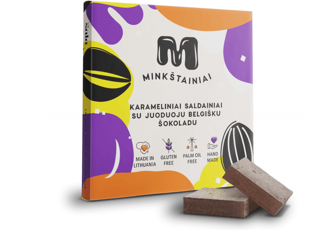 Karameliniai saldainiai su juodu belgišku šokoladu 135g