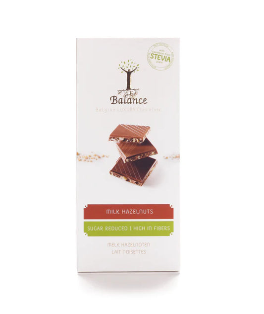 Balance chocolade melk hazelnoot stevia minder suiker 85g