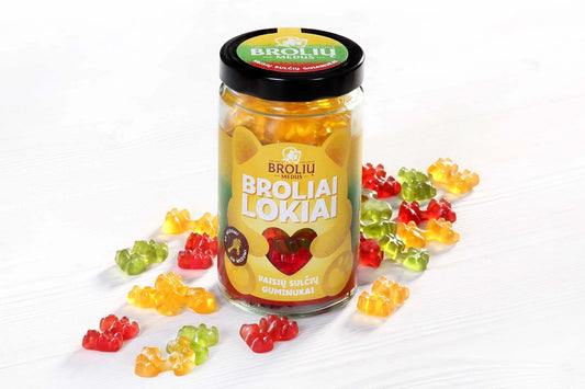 3 skonių guminukai su vaisių sultimis ir medumi 500g