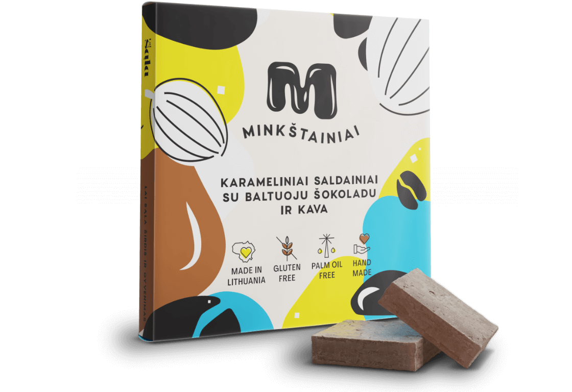 Karameliniai saldainiai su baltuoju šokoladu ir kava 135g