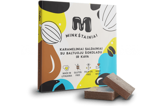 Karameliniai saldainiai su baltuoju šokoladu ir kava 135g