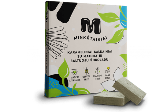 Karameliniai saldainiai su matcha ir baltuoju šokoladu 135g