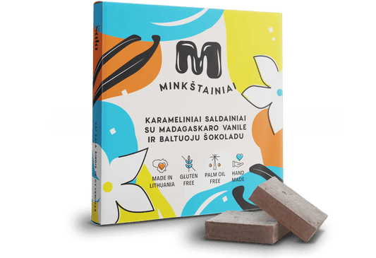 Karameliniai saldainiai su madagaskaro vanile ir baltuoju šokoladu 135g